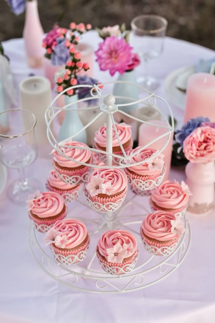 Sweet Table Cupcakes rosa Pastell Hochzeit